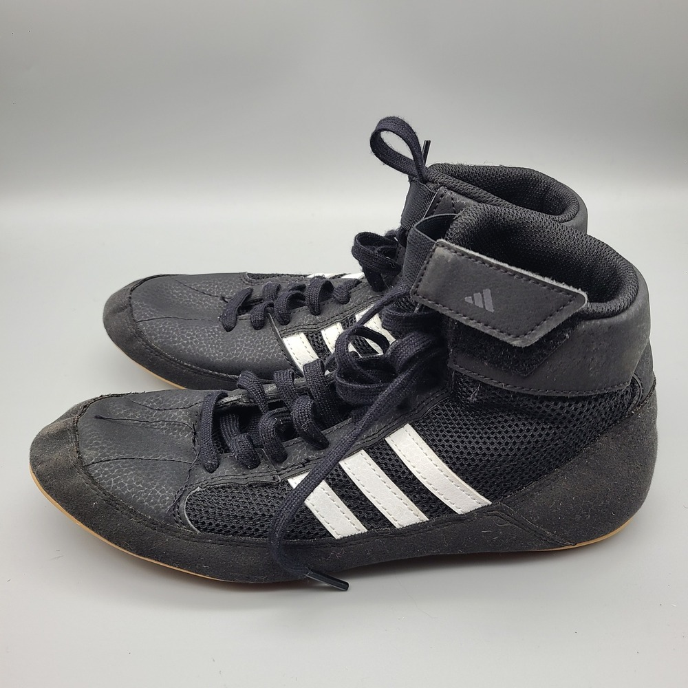 Adidas HVC Wrestling Shoes Black White Gum AQ3327 Youth Size 6 Mens 6